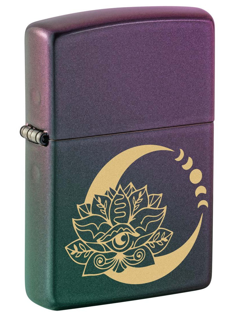 Zippo Lighter: Lotus Moon Design, Engraved - Iridescent 48587