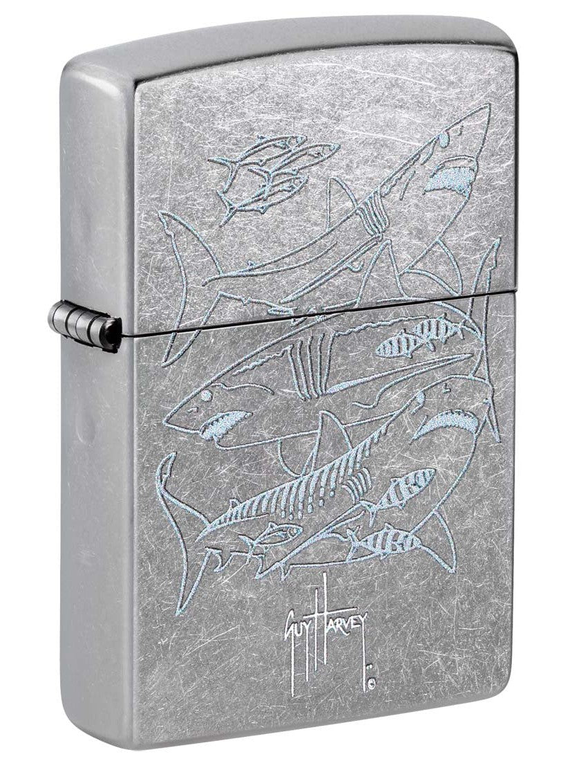 Zippo Lighter: Sharks by Guy Harvey - Street Chrome 48595