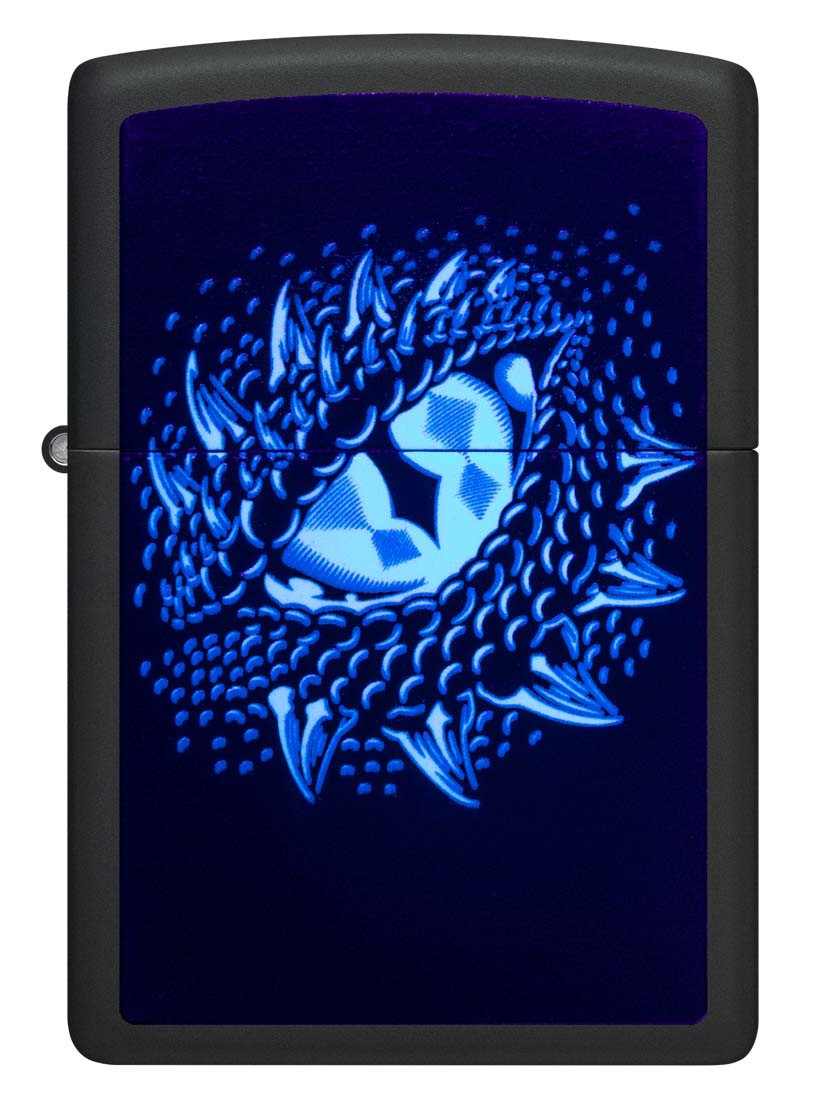 Zippo Lighter: Dragon Eye, Black Light - Black Matte 48608