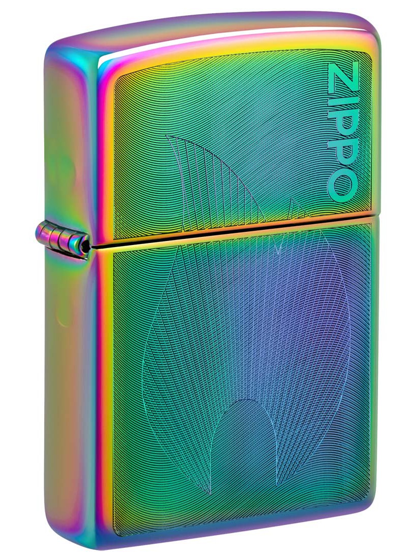 Zippo Lighter: Engraved Flame and Logo - Multi Color 48618