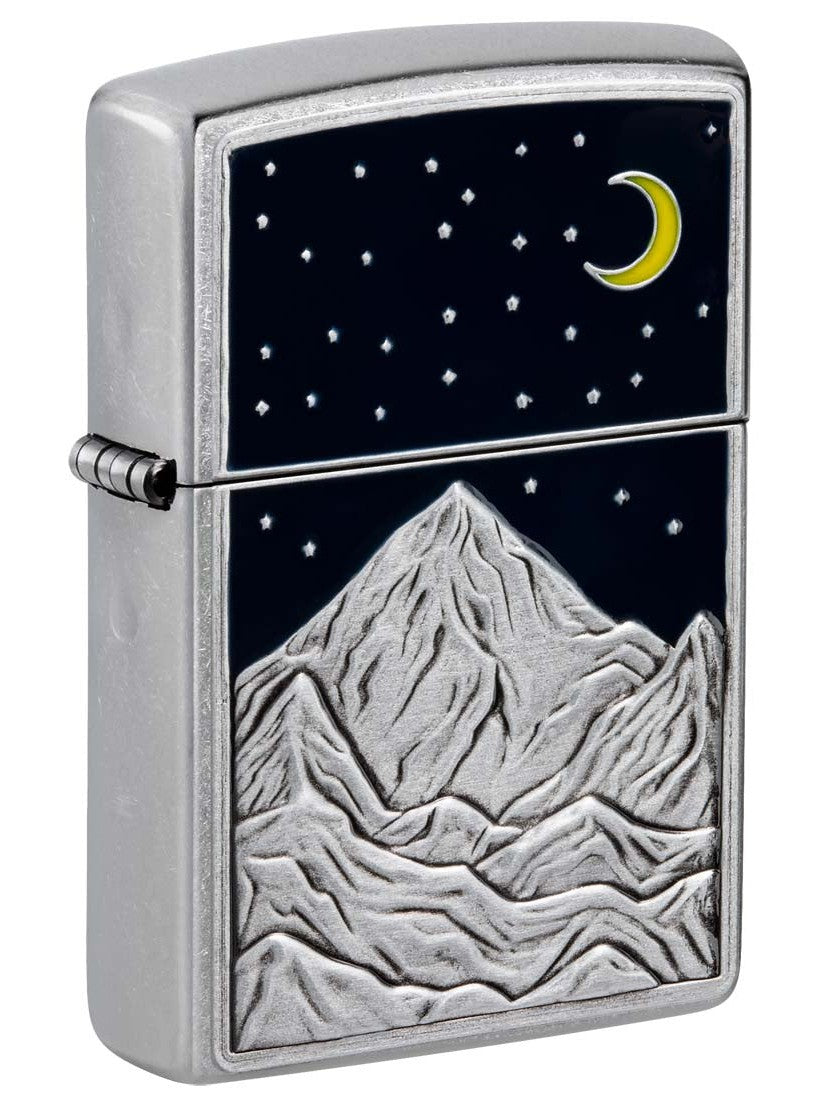 Zippo Lighter: Mountain Scene Emblem - Street Chrome 48632