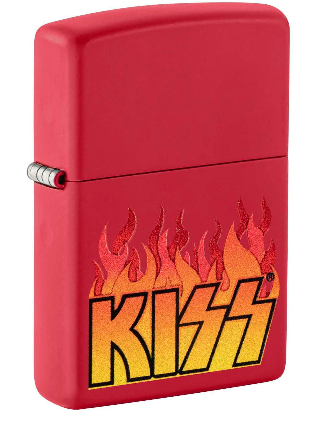 Zippo Lighter: KISS Logo with Flames - Red Matte 48642