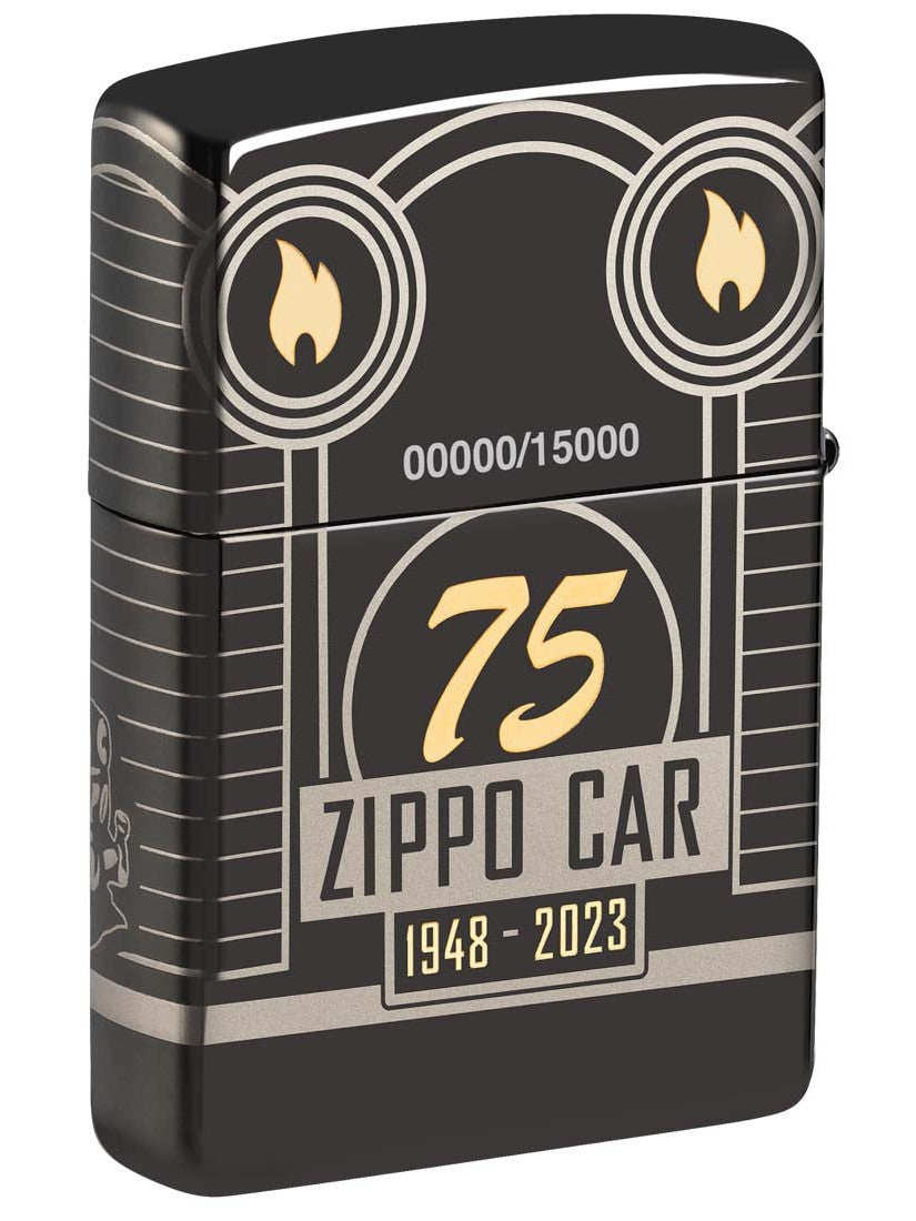 Zippo Lighter: 2023 Collectible, Zippo Car 75th Anniversary - High Polish Black 48691