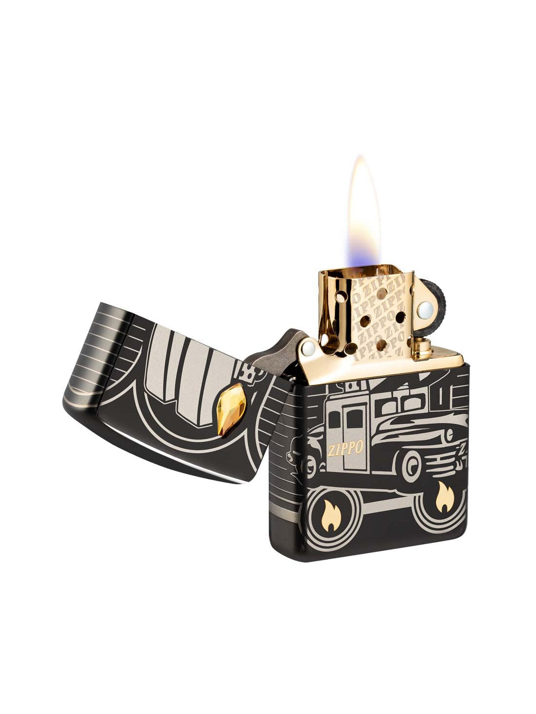 Zippo Lighter: 2023 Collectible, Zippo Car 75th Anniversary - High Polish Black 48691