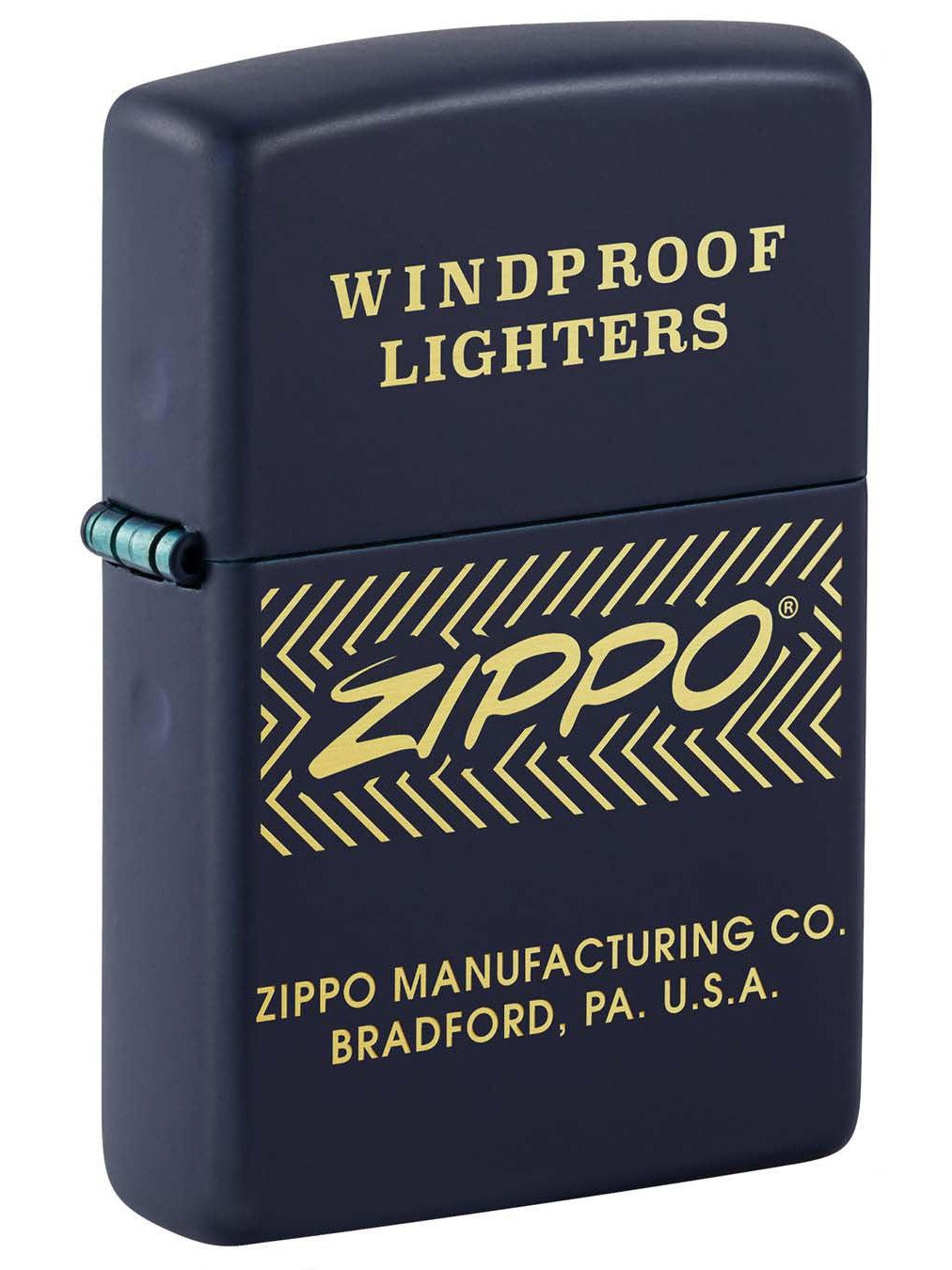 Zippo Lighter: Zippo Logo With Arrows, Engraved - Navy Matte 48708