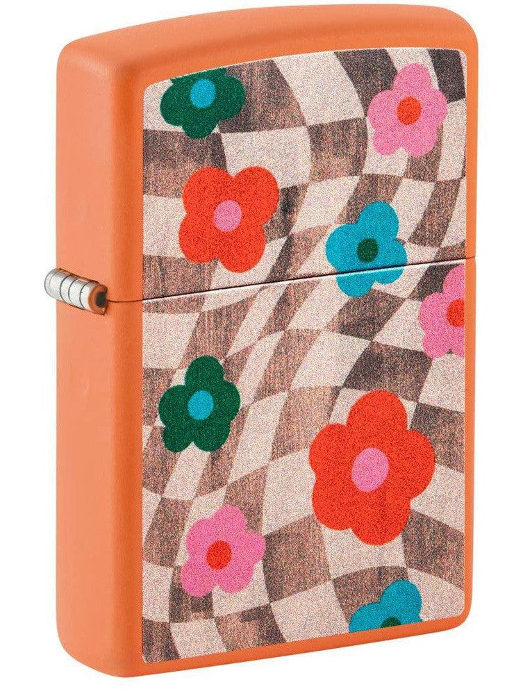 Zippo Lighter: Wavy Flowers - Orange Matte 48718