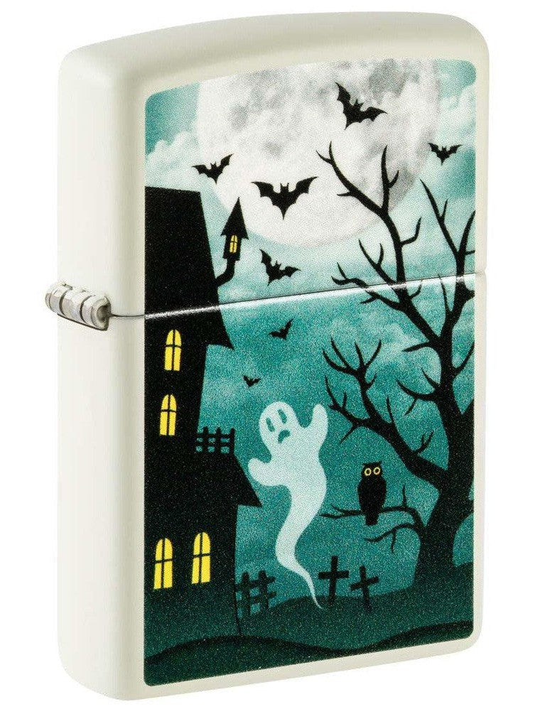 Zippo Lighter: Spooky Halloween Design - Glow-in-the-Dark Green 48727