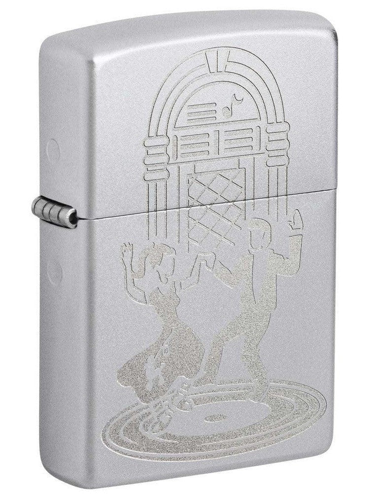 Zippo Lighter: Swing Dancing Couple, Engraved - Satin Chrome 48728