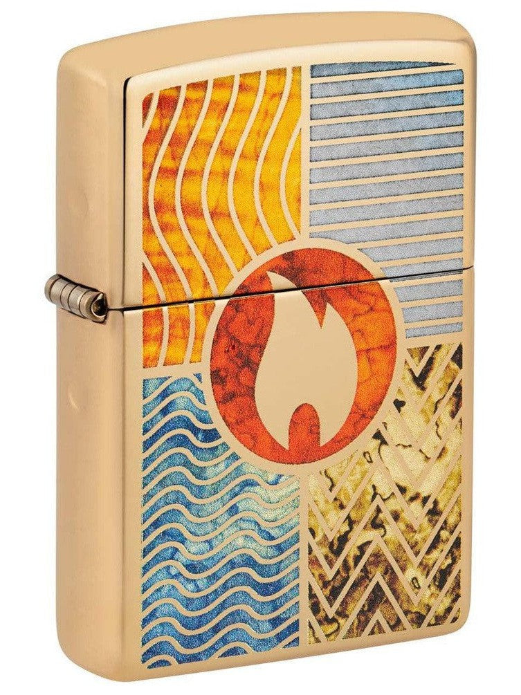 Zippo Lighter: Elements of Earth, Fusion - High Polish Brass 48729