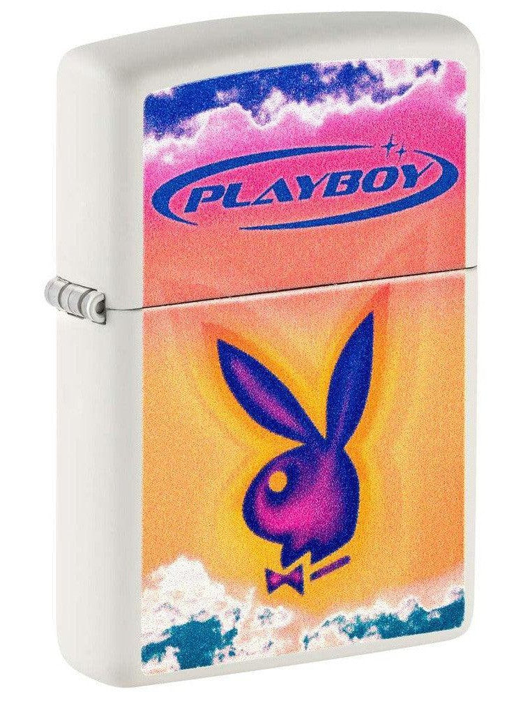 Zippo Lighter: Playboy Bunny with Clouds - White Matte 48744