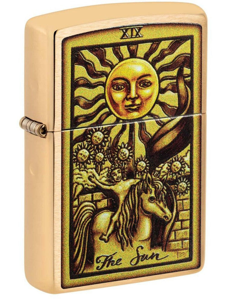 Zippo Lighter: Tarot Card XIX, The Sun - Brushed Brass 48758