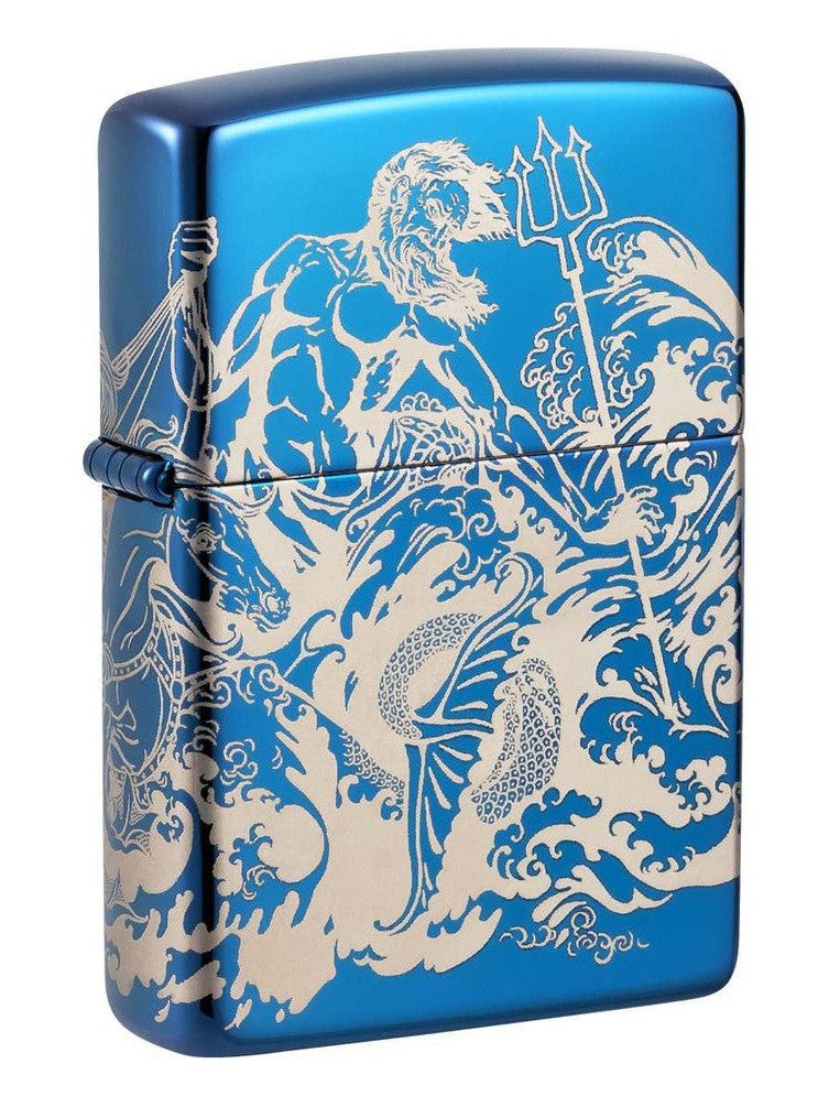 Zippo Lighter: Greek Mythology Design, Photo Image 360 - High Polish Blue 48787