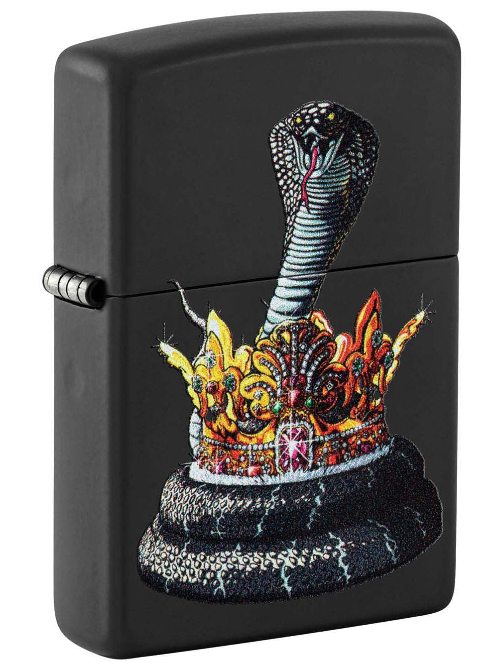Zippo Lighter: Snake With Crown - Black Matte 48808