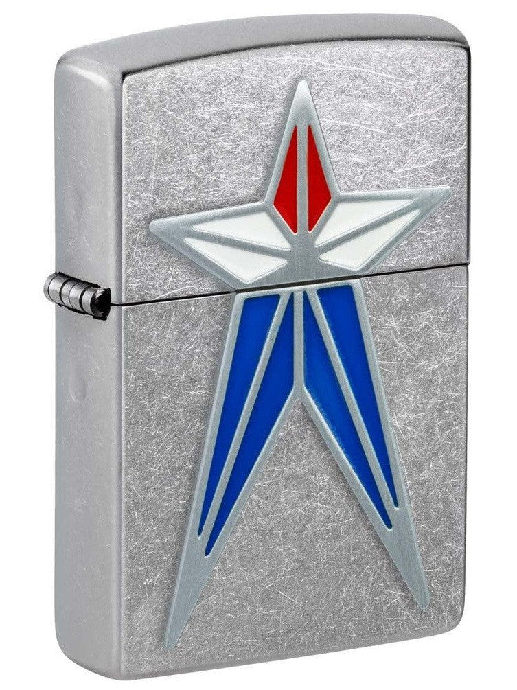Zippo Lighter: Red, White and Blue Star Emblem - Street Chrome 48903