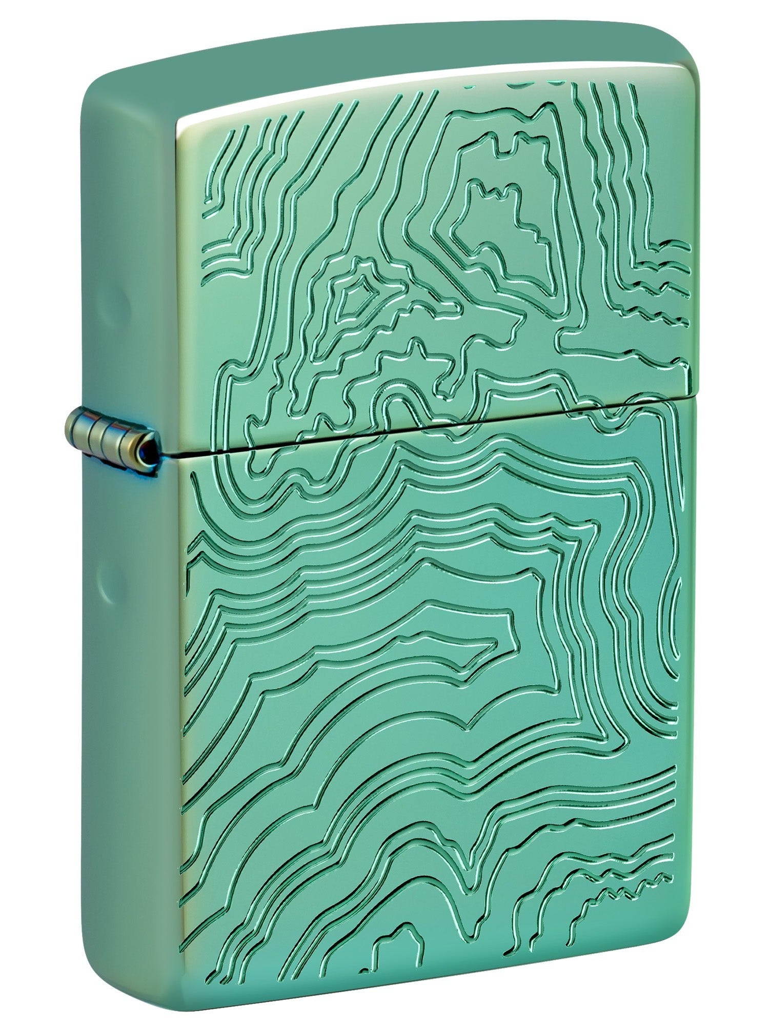 Zippo Lighter Topography Map, Armor Deep Carved High Polish Green 4