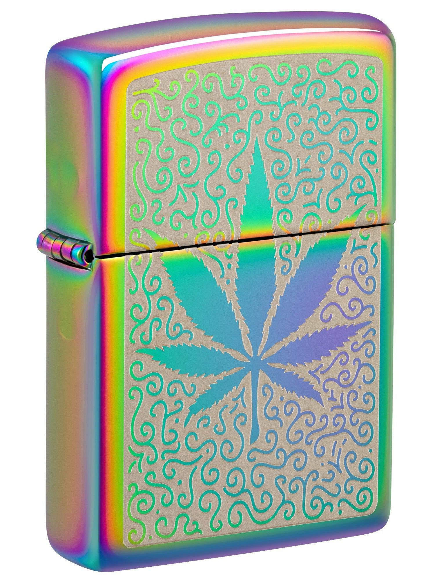 Zippo Lighter: Weed Leaf Design, Engraved - Multi-Color 48925