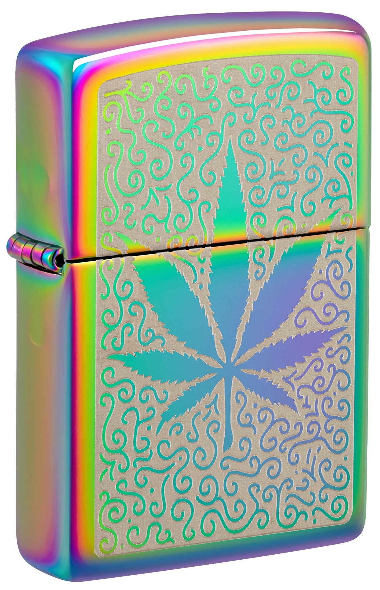 Zippo Lighter: Weed Leaf Design, Engraved - Multi-Color 48925