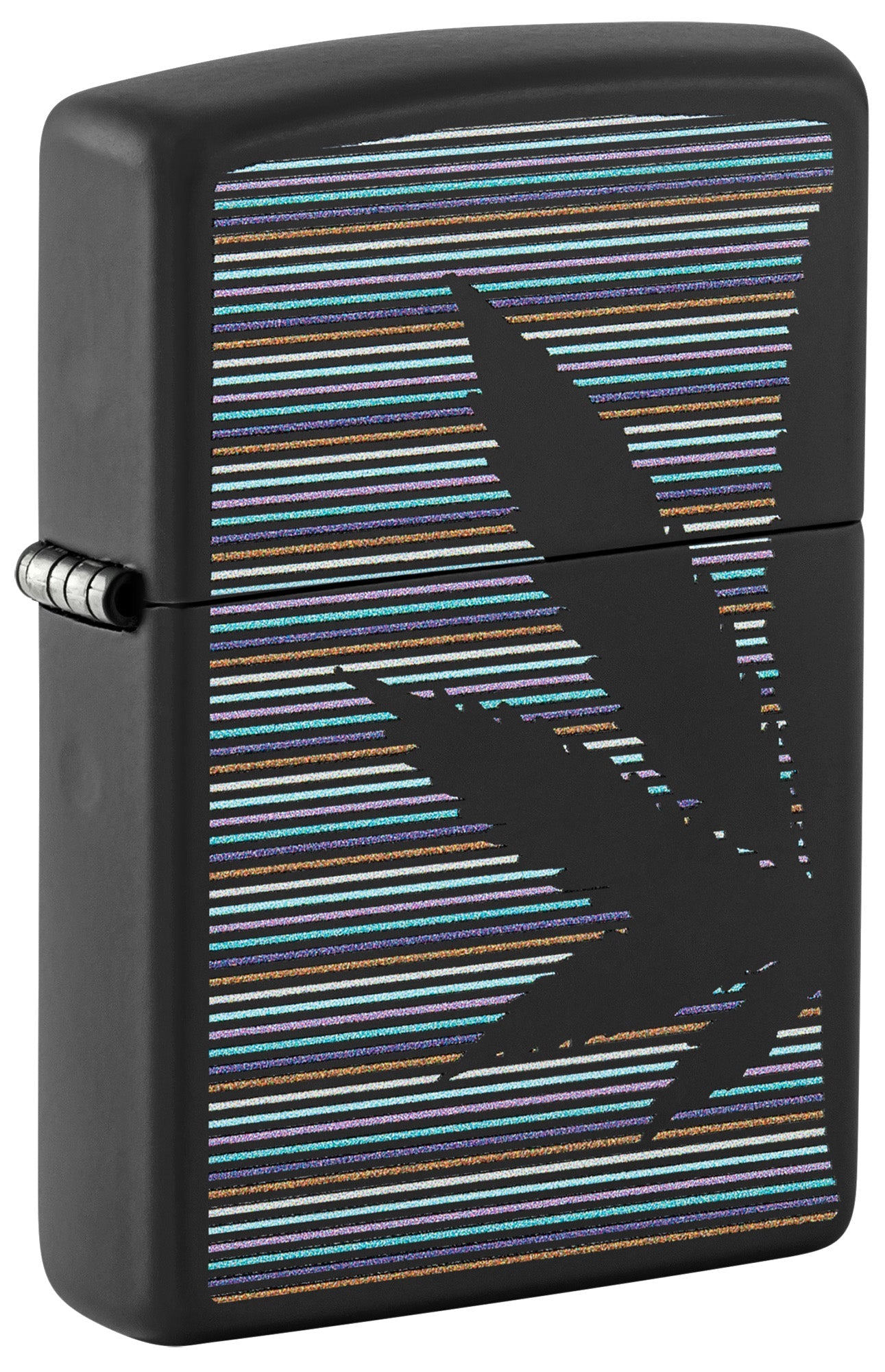 Zippo Lighter: Weed Leaf with Lines - Black Matte 48927