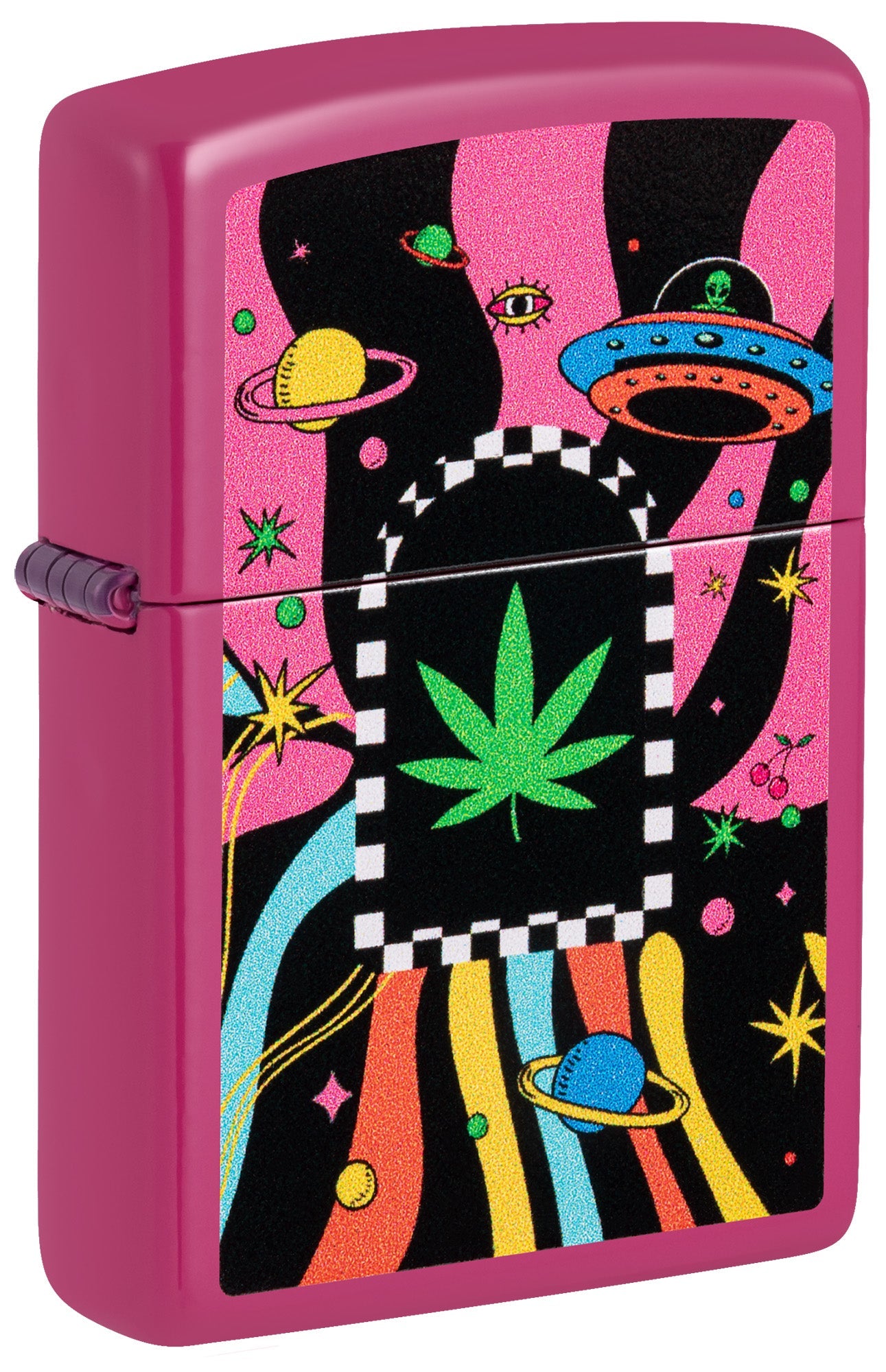 Zippo Lighter: Weed Leaf with Spaceships - Frequency 48928