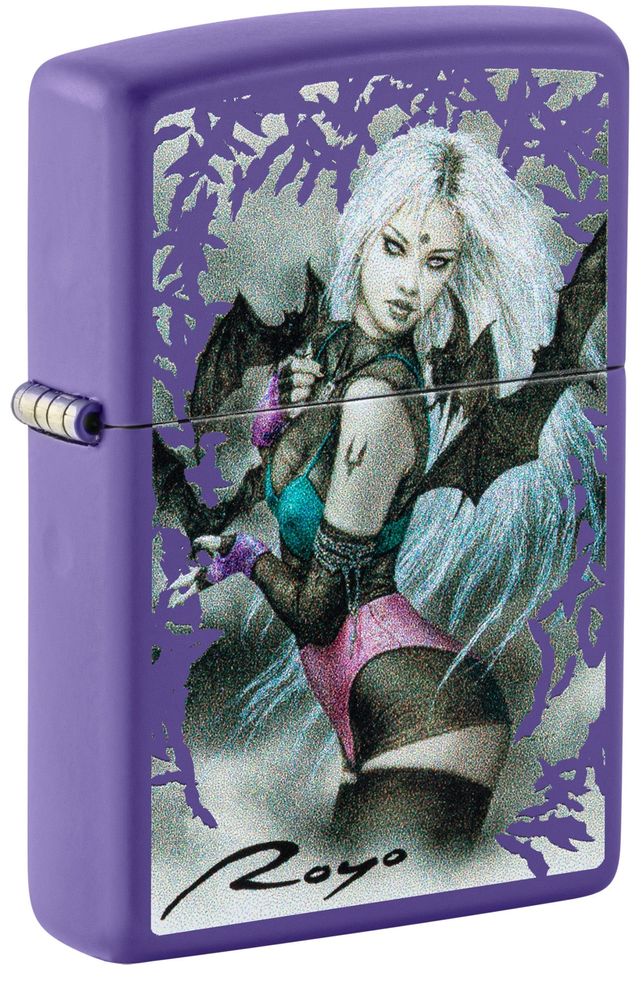 Zippo Lighter: Malefic Cover Art by Luis Royo - Purple Matte 48963