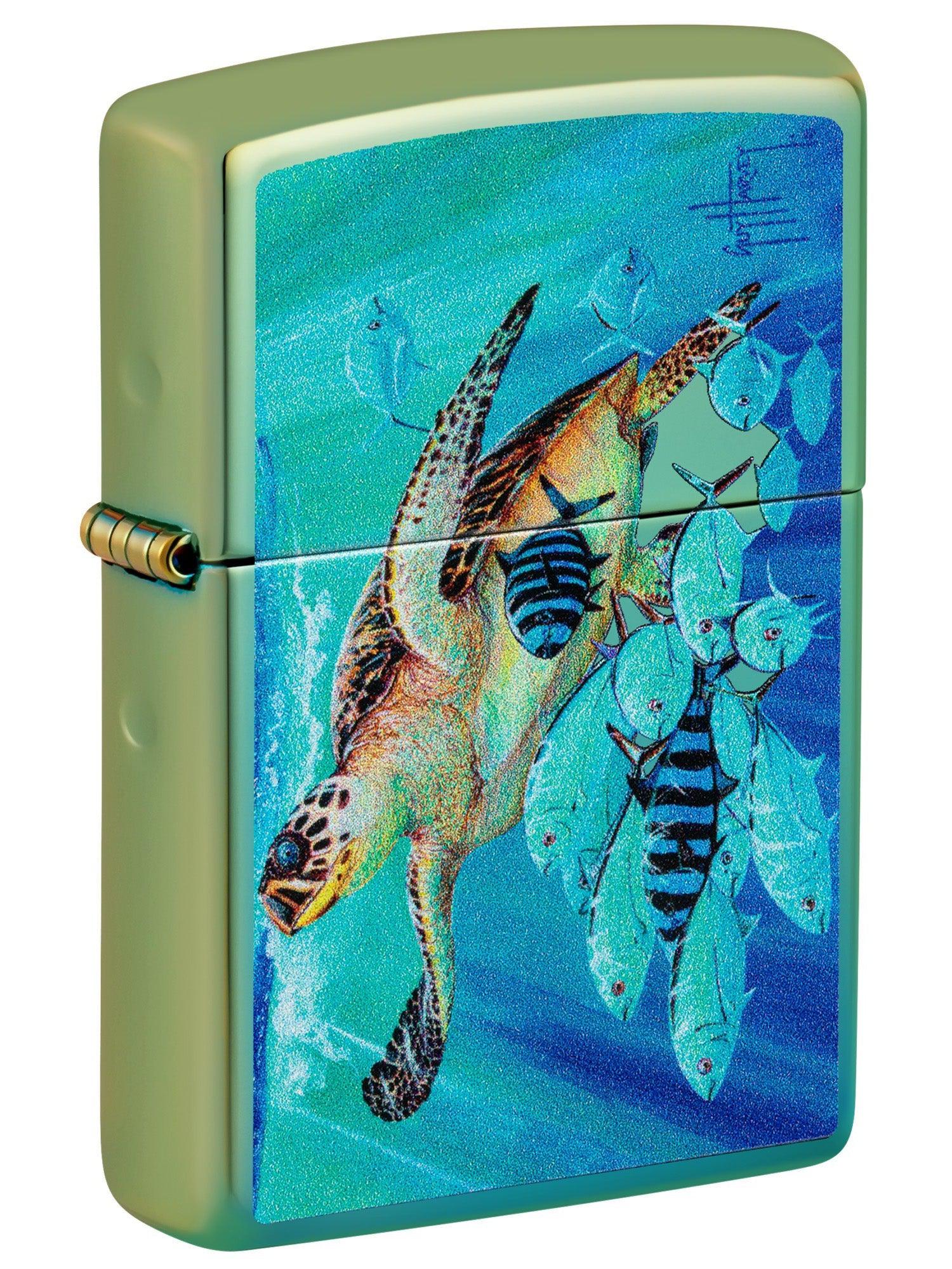 Zippo Lighter Hawksbill Caravan by Guy Harvey High Polish Teal 4896