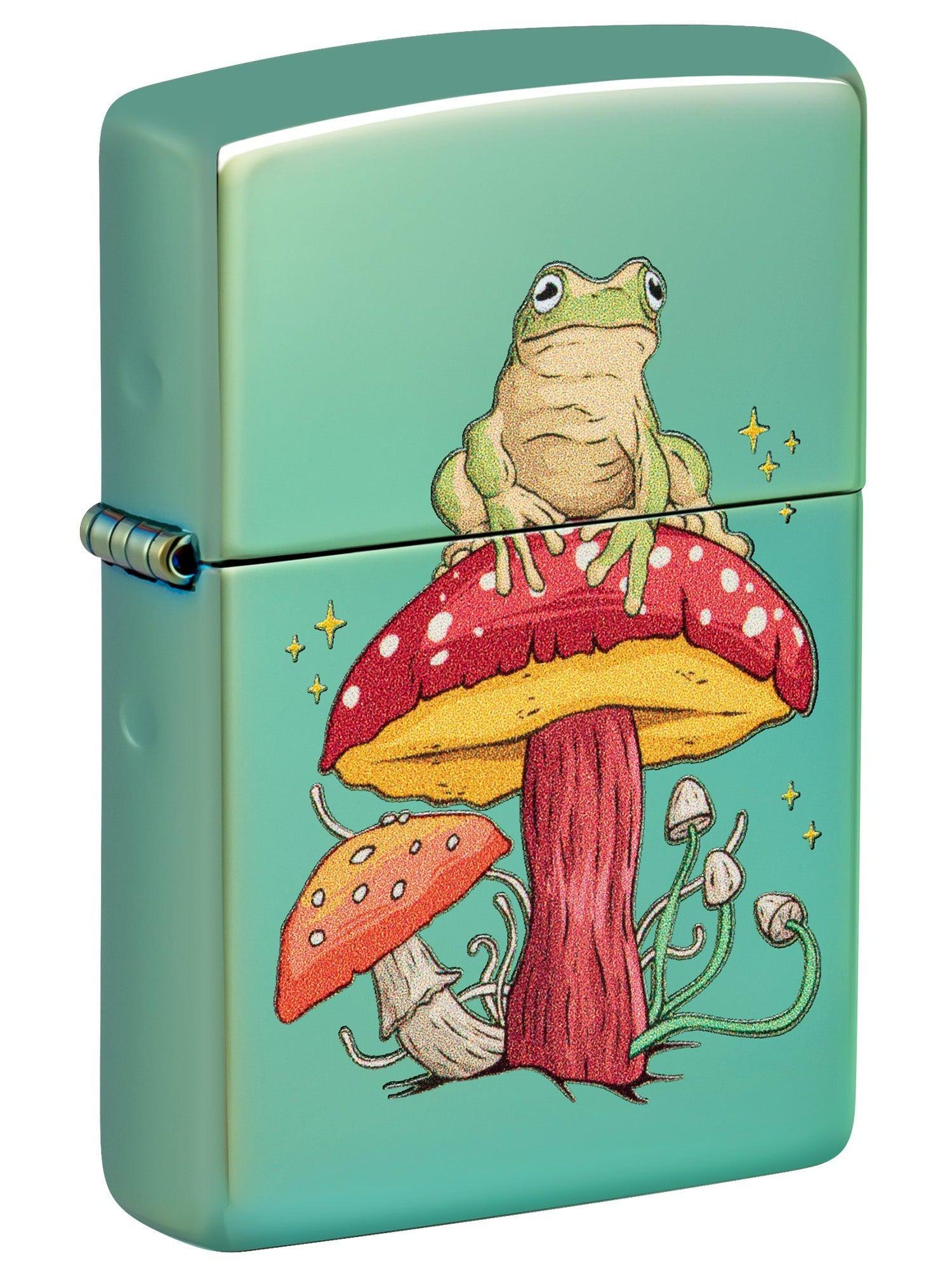 Zippo Lighter Mystical Frog and Mushrooms High Polish Green 48973