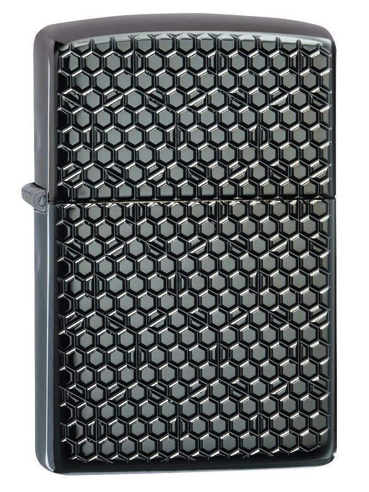 Zippo Lighter: Armor Hexagon Design - Black Ice 49021 (2059592401011)