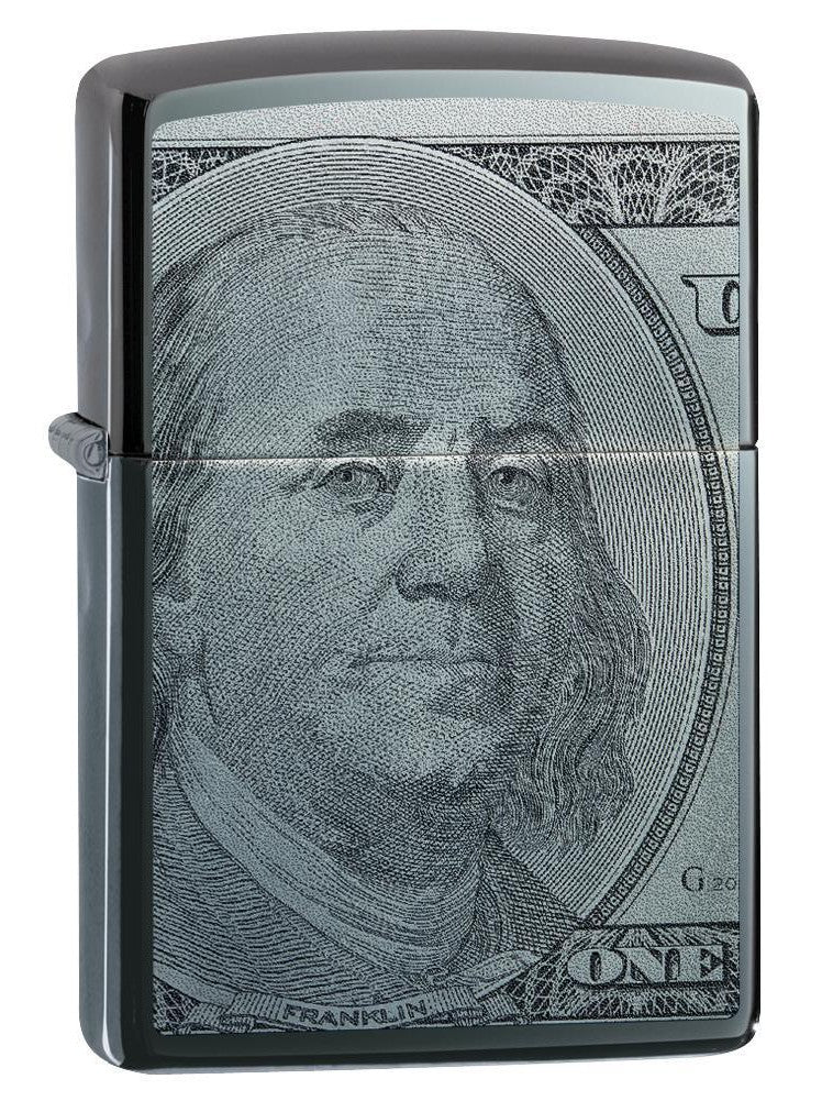 Zippo Lighter: Hundred Dollar Bill - Black Ice 49025 (2059592564851)