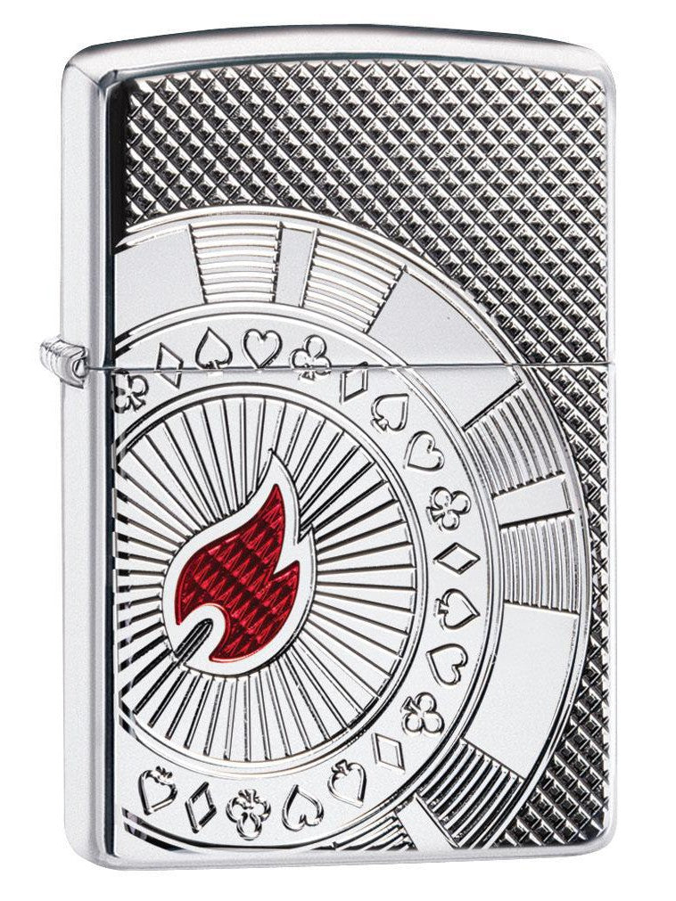 Zippo Lighter: Armor Poker Chip, Deep Carved - High Polish Chrome 49058 (3957989736563)
