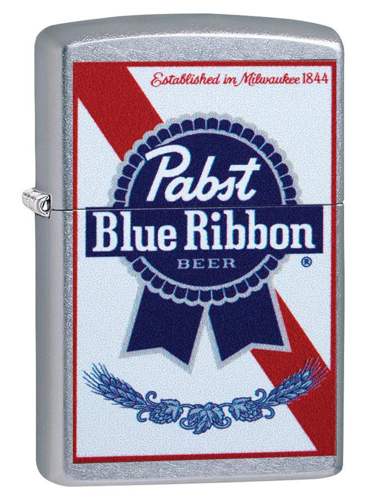 Zippo Lighter: Pabst Blue Ribbon Beer Logo - Street Chrome 49078 (4255711527027)
