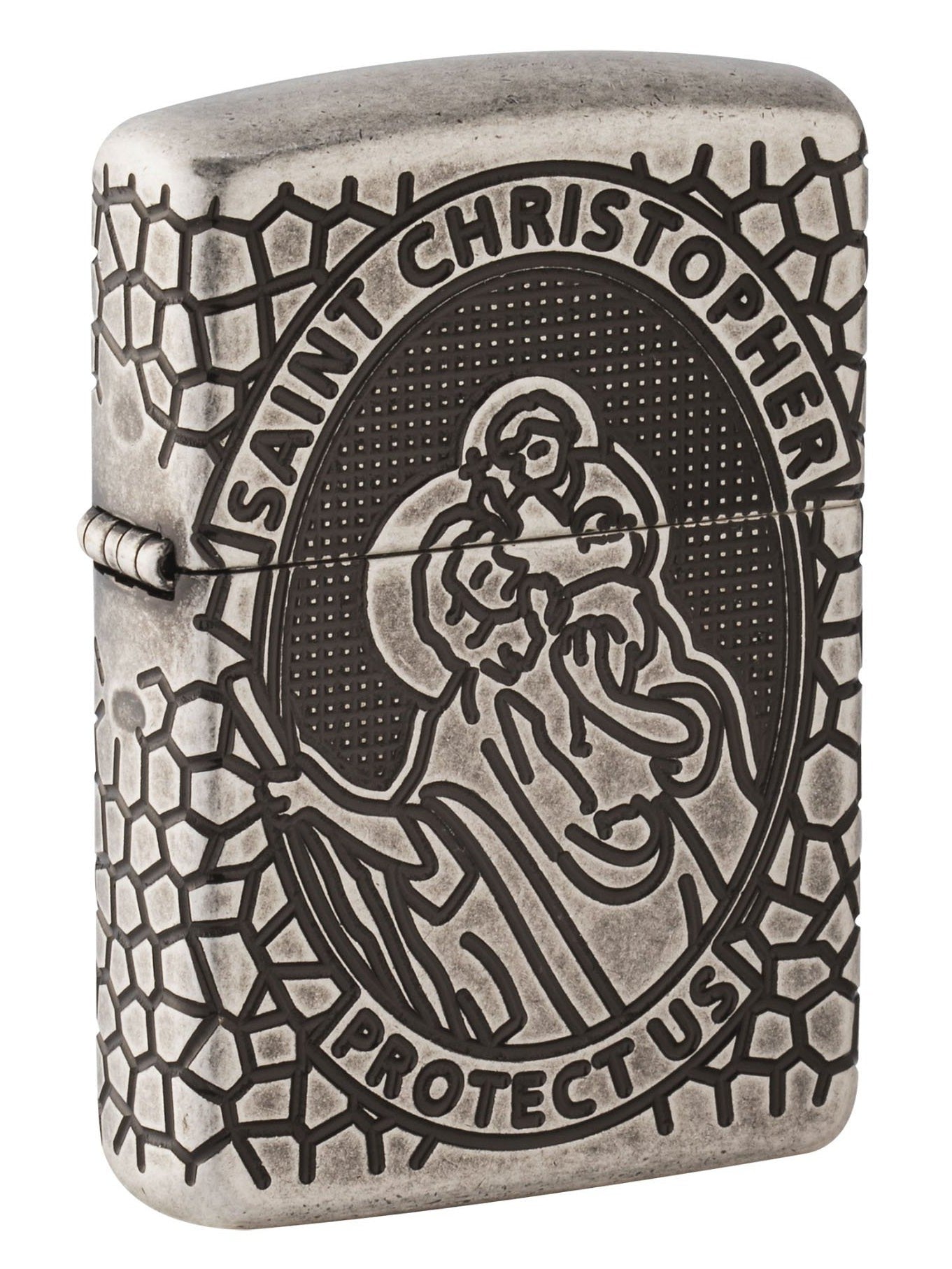 Zippo Lighter: Armor MultiCut, Saint Christopher - Armor Antique Silver 49160 (4555557437533)