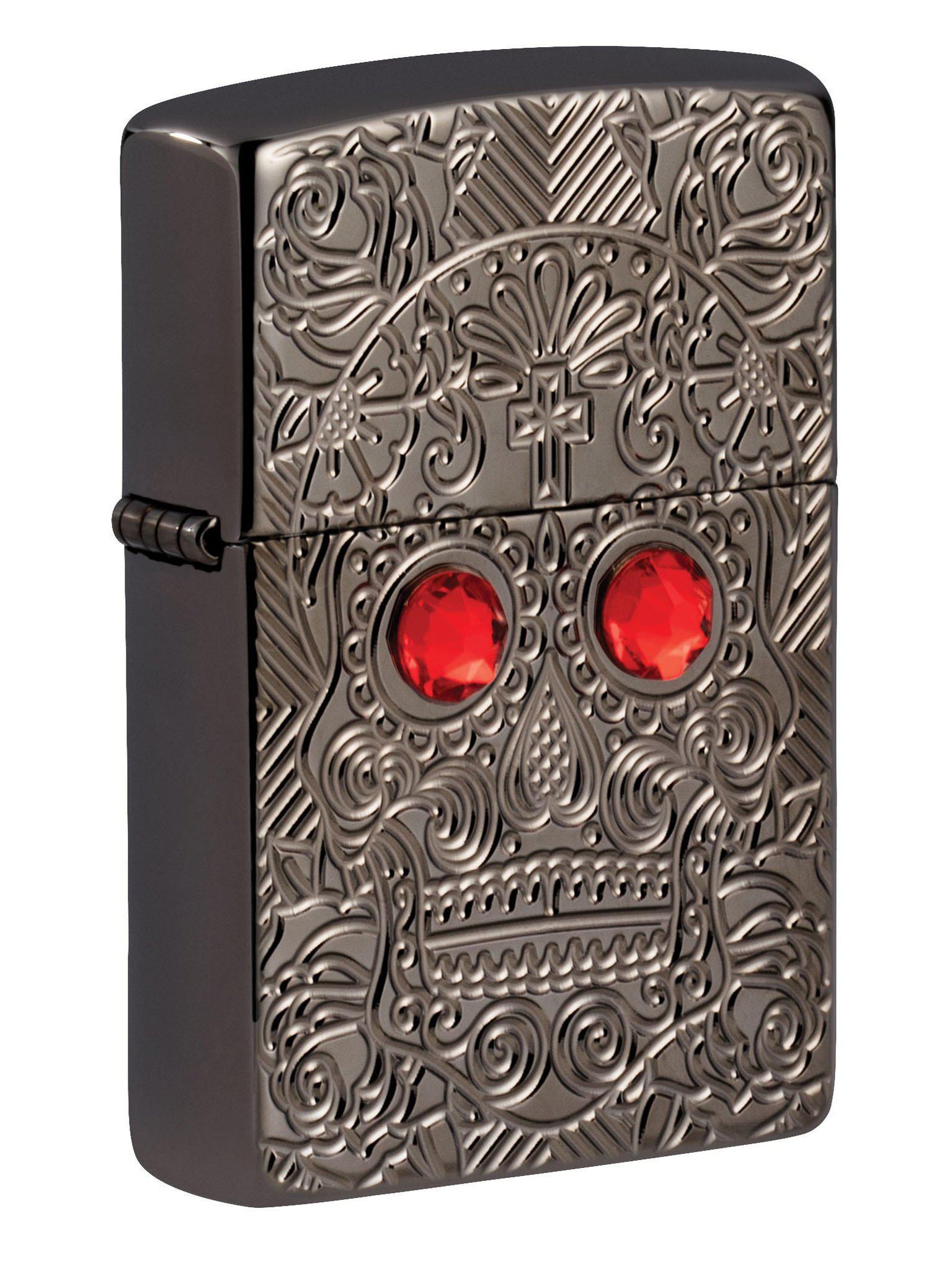 Zippo Lighter: Day of the Dead Skull, Armor - High Polish Black Ice 49300 (5650613698715)