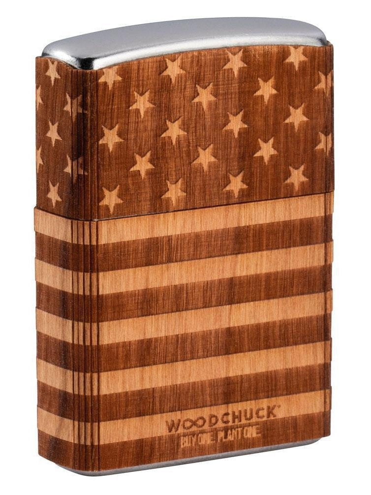 Zippo Lighter: Woodchuck American Flag - Street Chrome 49332 (5650614091931)