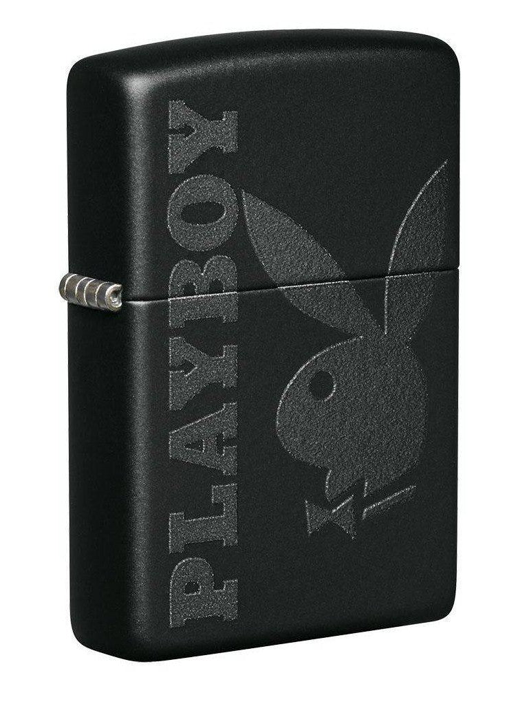 Zippo Lighter: Playboy Logo in Black - Black Matte 49342