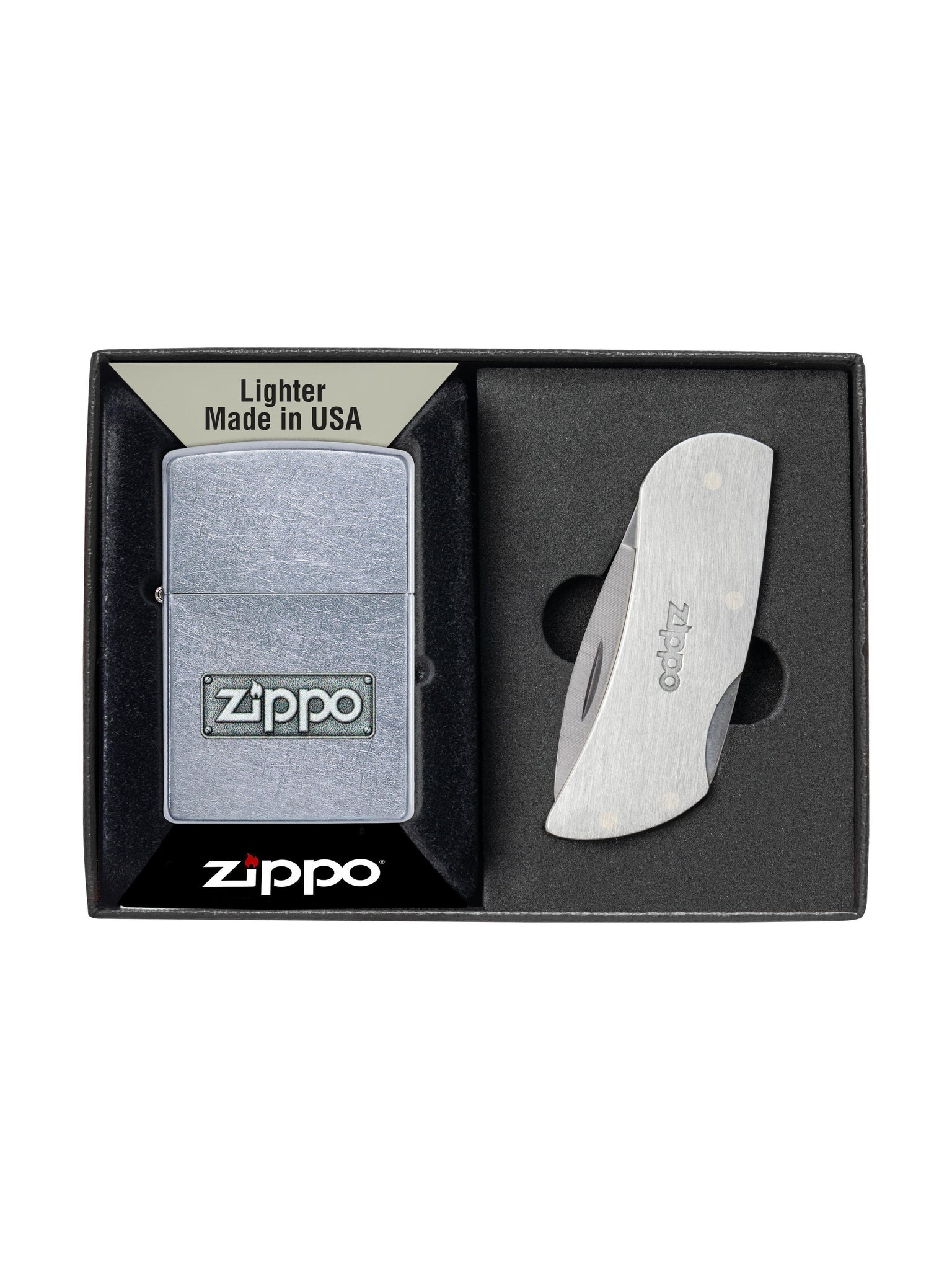 Zippo Lighter: Street Chrome Lighter and Knife Set - 49391 (5650615468187)