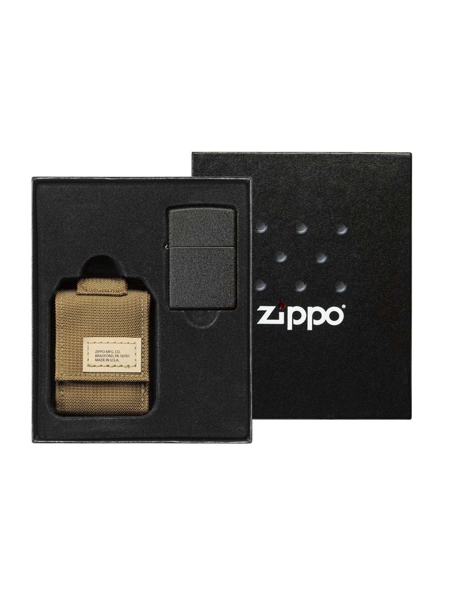 Zippo Black Crackle Lighter and Coyote MOLLE Pouch - 49401 (5650797953179)