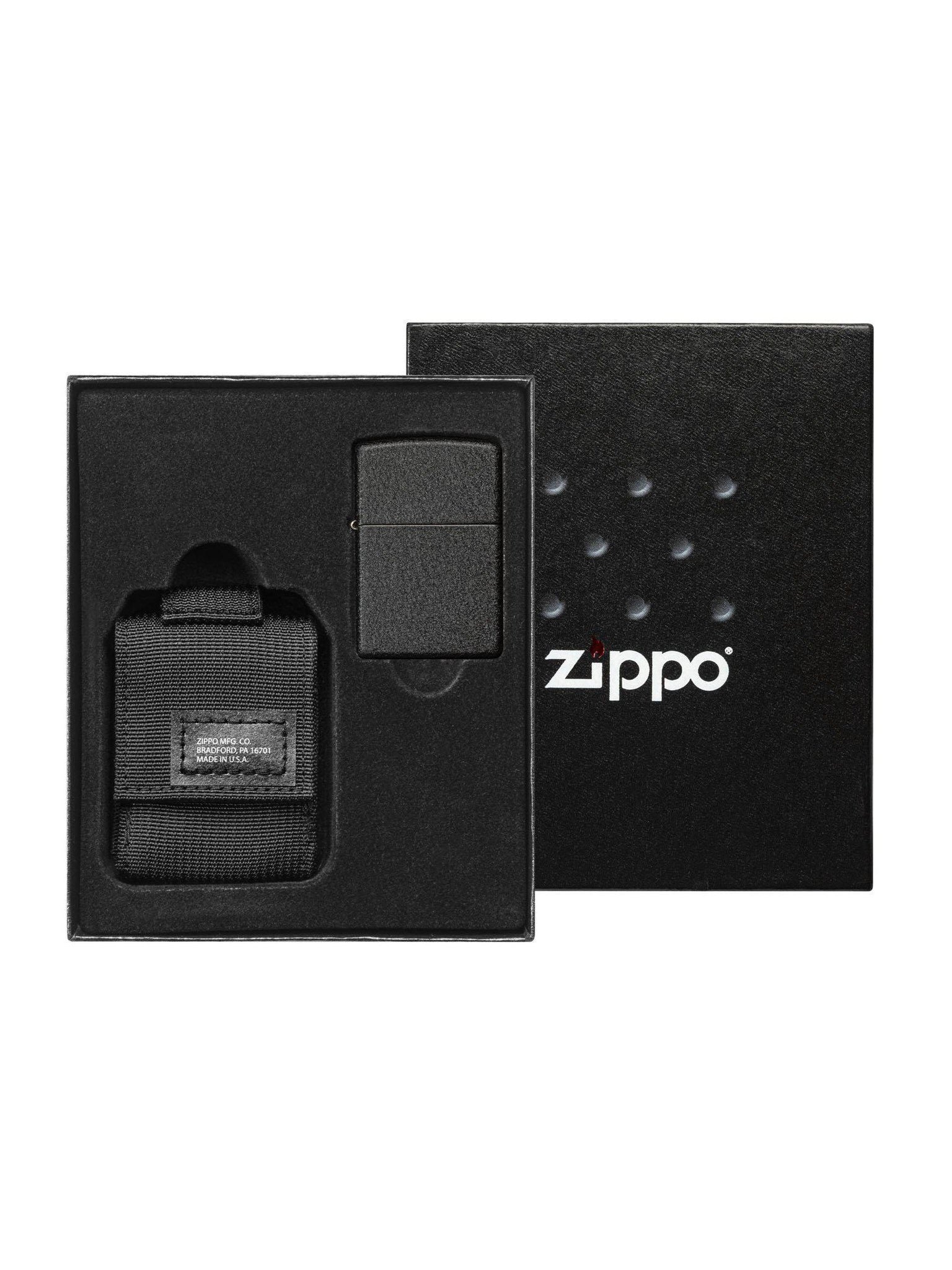 Zippo Black Crackle Lighter and Black MOLLE Pouch - 49402 (5650798084251)