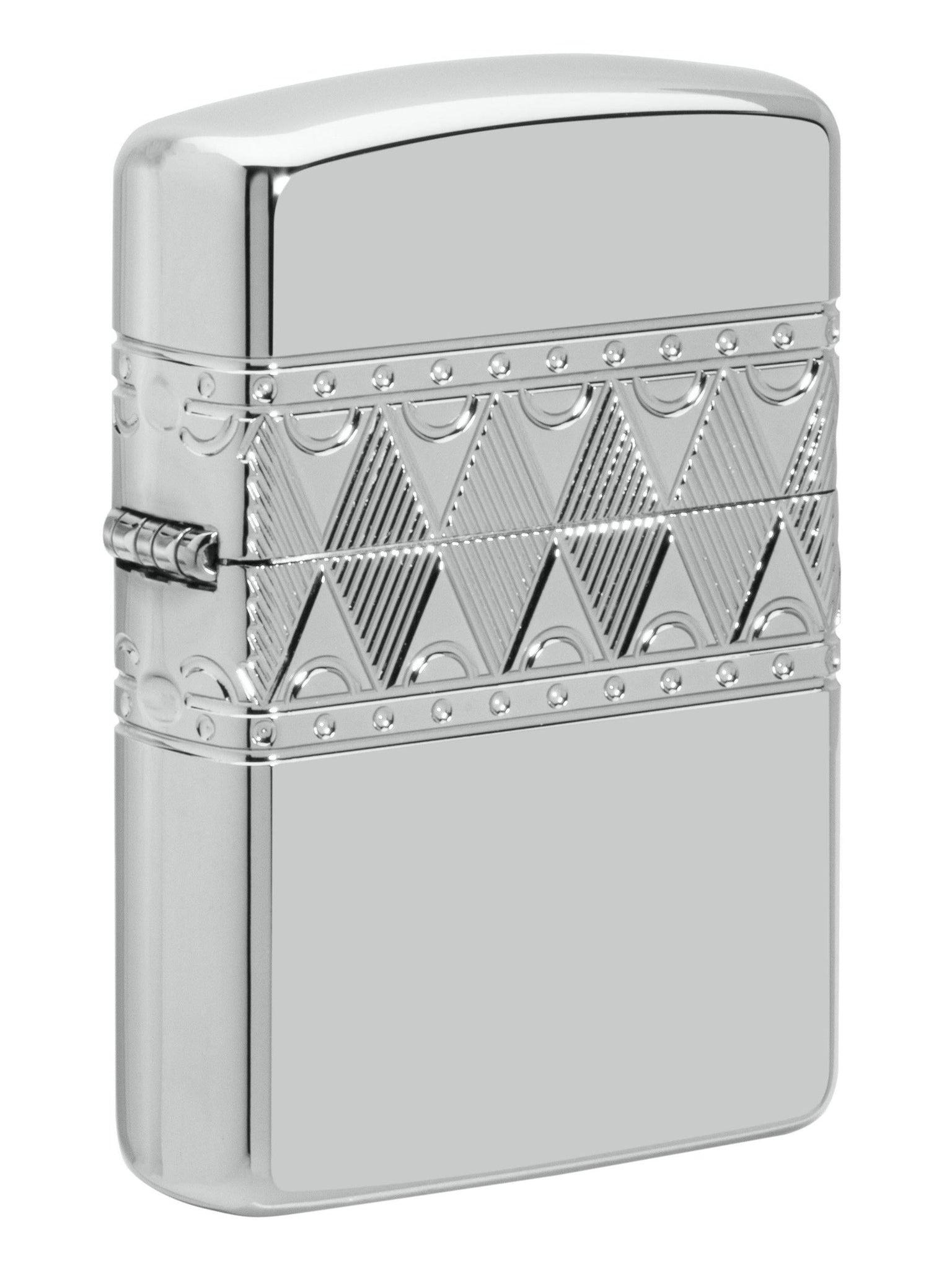 Zippo Lighter: Sterling Silver Diamond Pattern, Engraved Armor - High Polish 49550