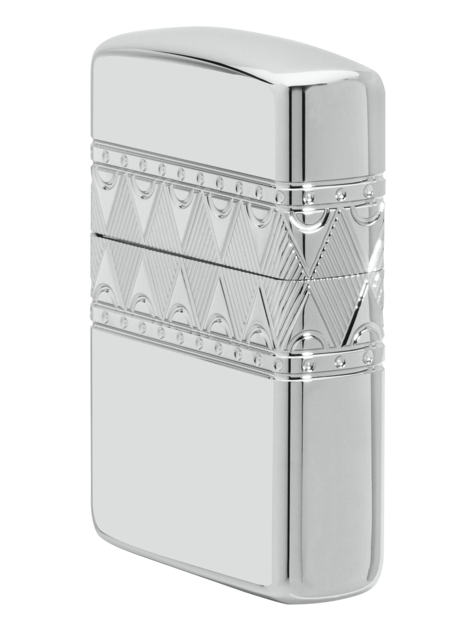 Zippo Lighter: Sterling Silver Diamond Pattern, Engraved Armor - High Polish 49550