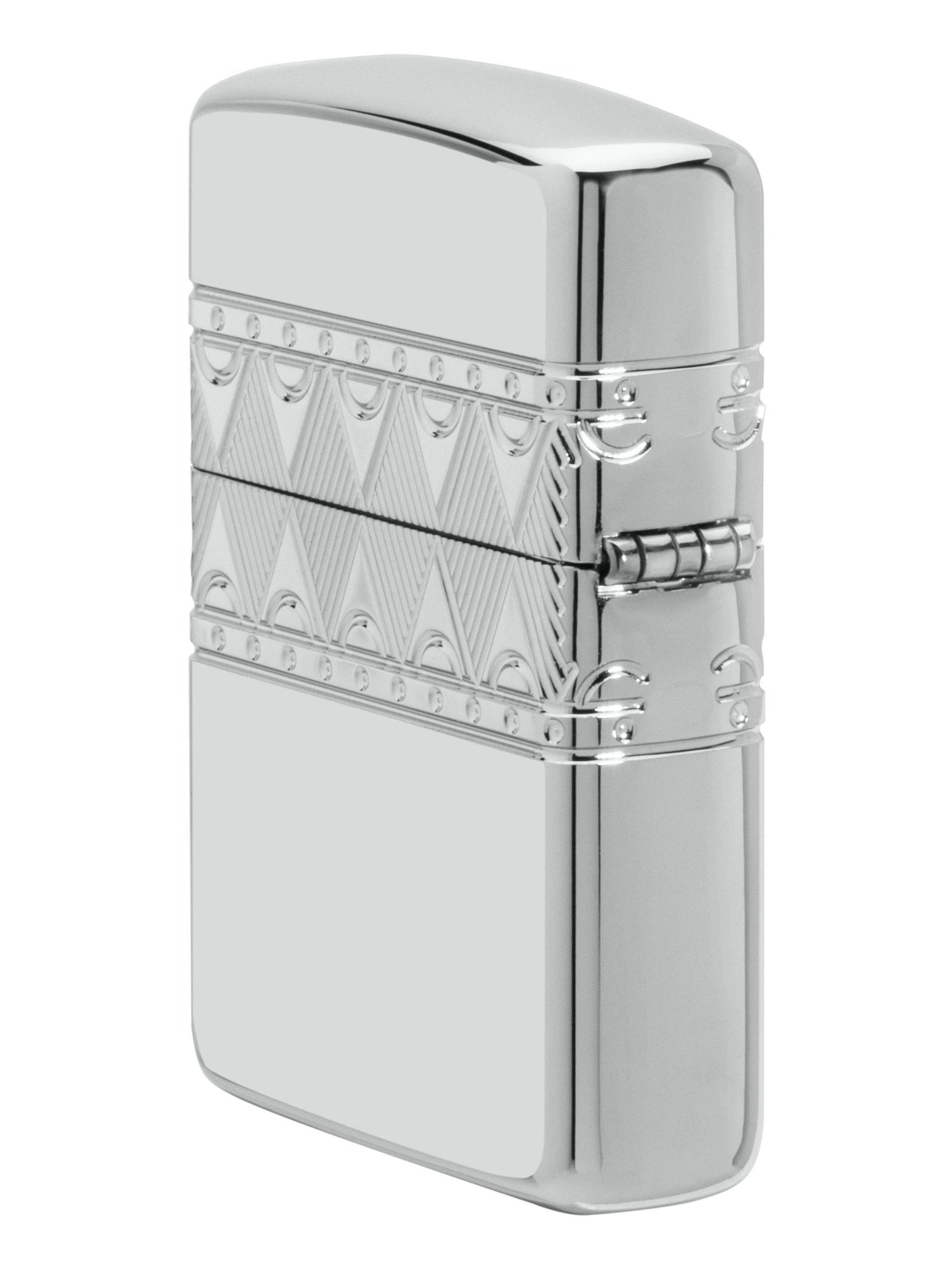 Zippo Lighter: Sterling Silver Diamond Pattern, Engraved Armor - High Polish 49550