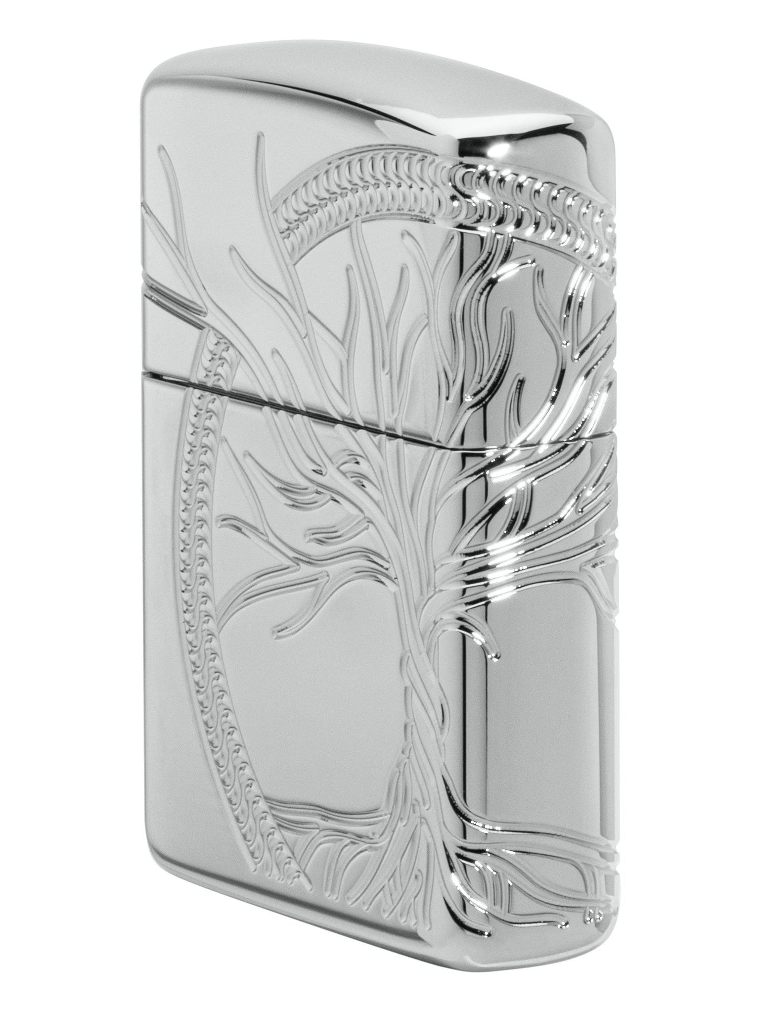 Zippo Lighter: Sterling Silver Tree of Life, MultiCut Armor - High