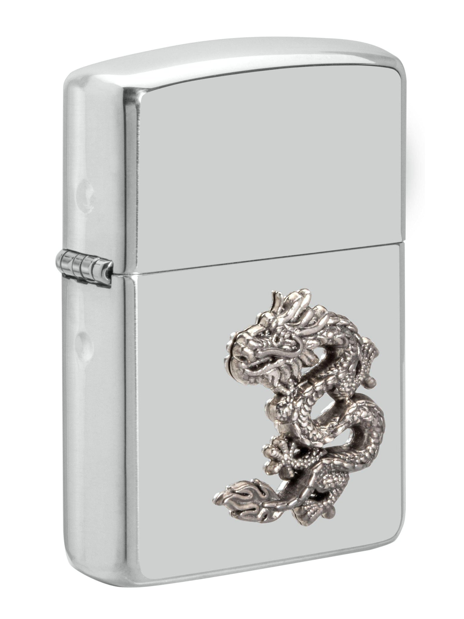 Zippo Lighter: Sterling Silver Chinese Dragon Emblem, Armor   High Polish