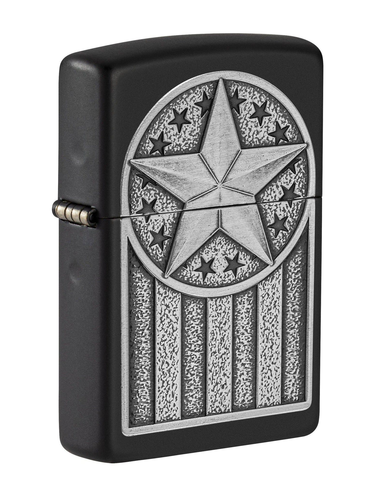 Zippo Lighter: American Metal Emblem - Black Matte 49639