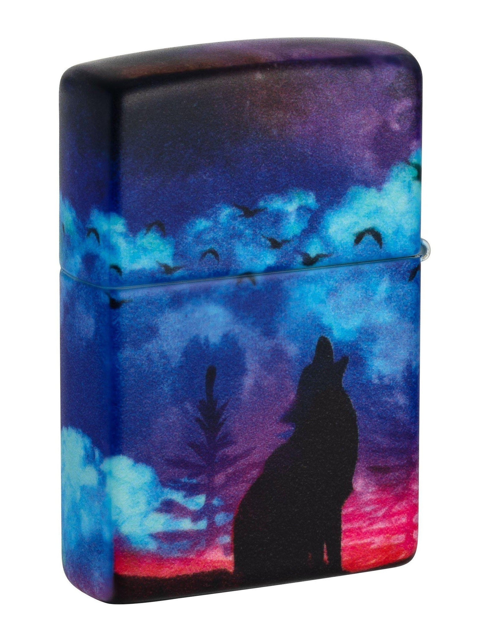 Zippo Lighter: Wolf Howling at Night - 540 Matte 49683