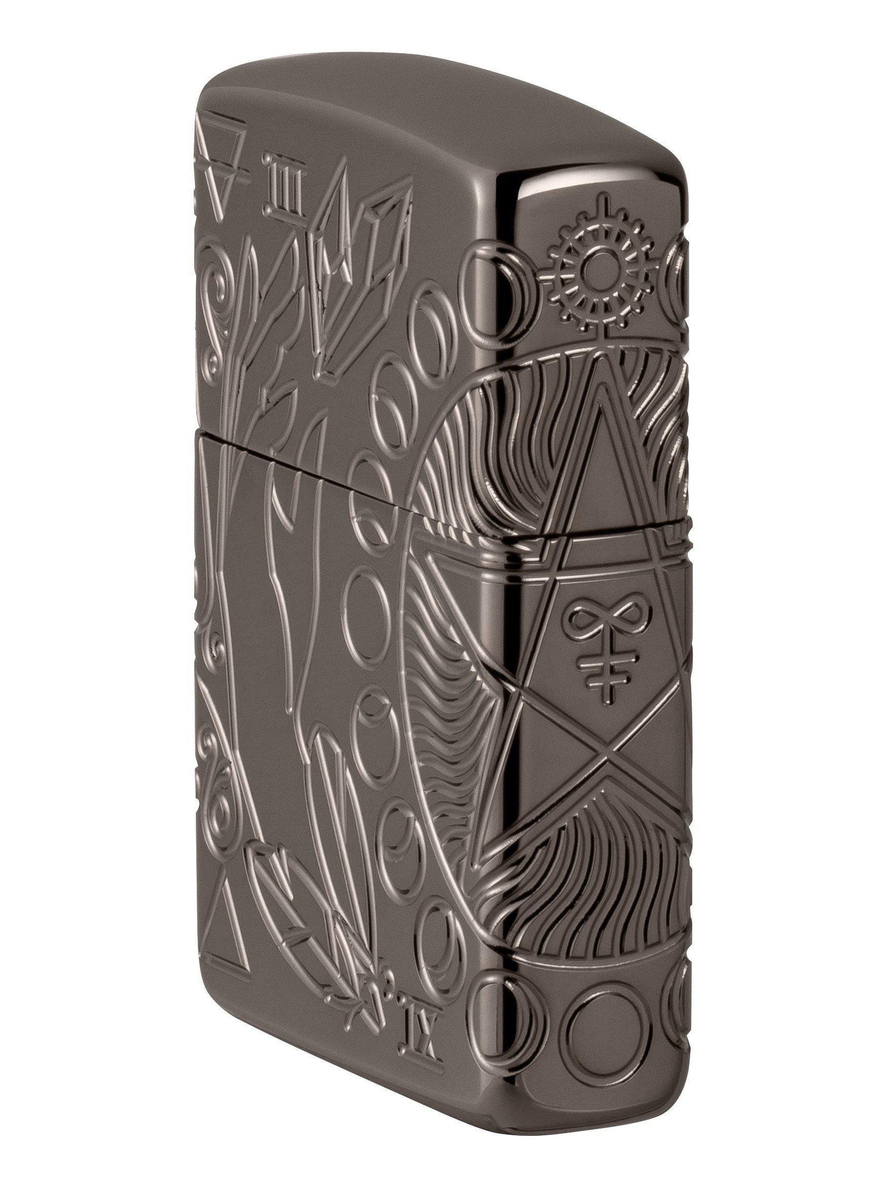 Zippo Lighter: Wicca Design, MultiCut Armor - Black Ice