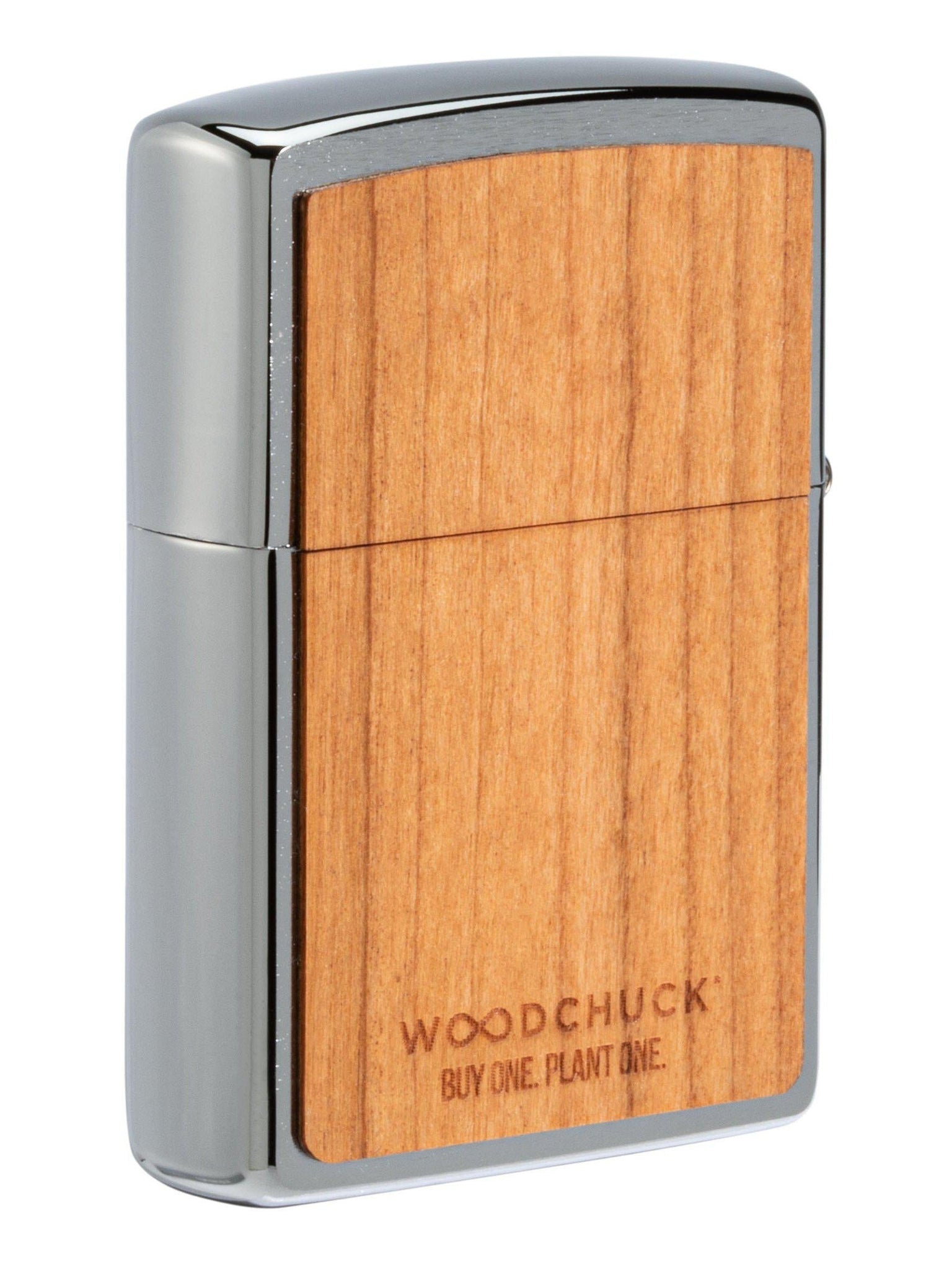 Zippo Lighter: Woodchuck Cherry with Tiger - Brushed Chrome 49707
