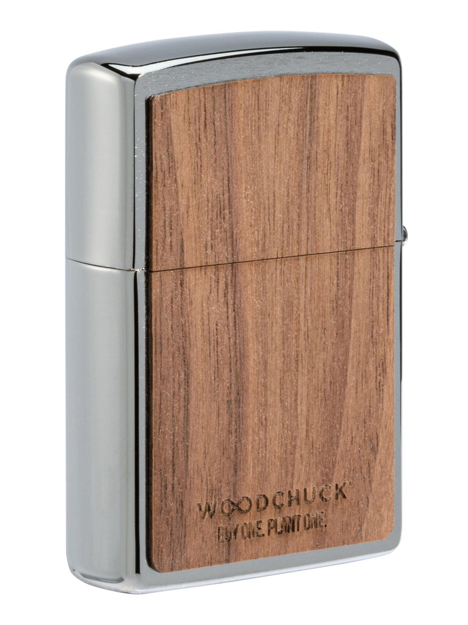 Zippo Lighter: Woodchuck Walnut with Leaves - Brushed Chrome 49708