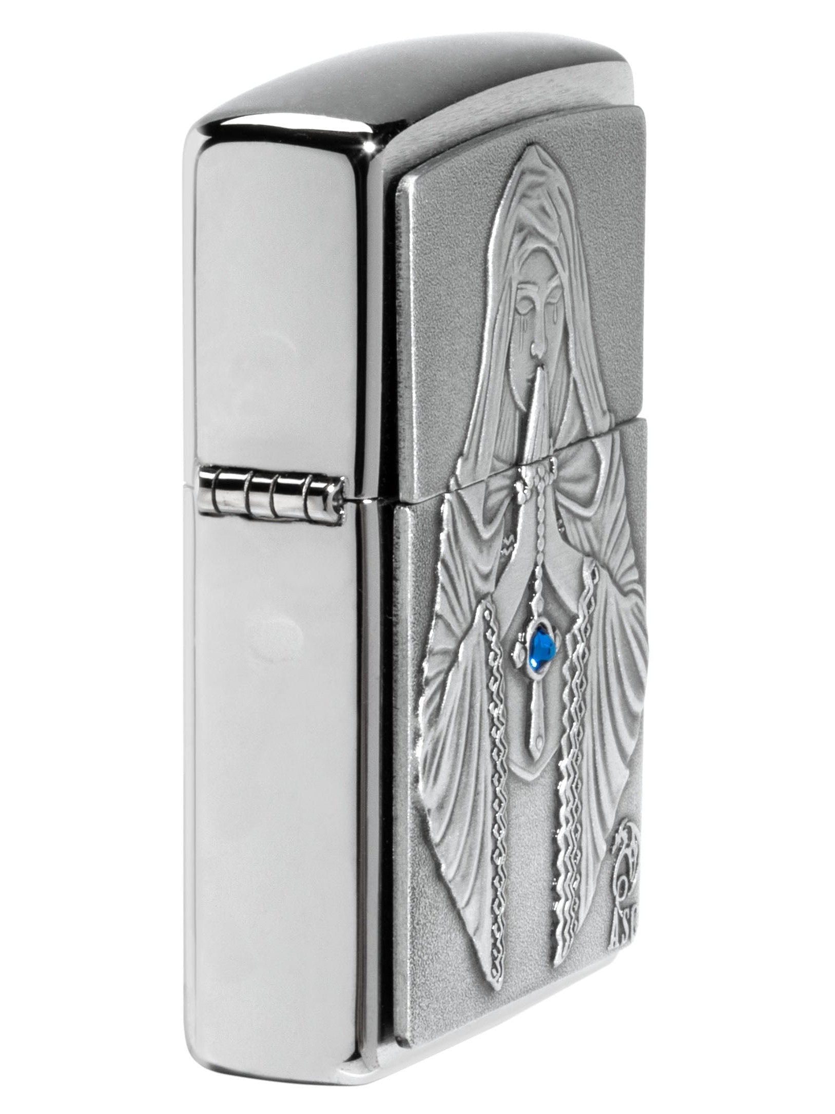 Zippo Lighter: Anne Stokes, Praying Woman Emblem - Brushed