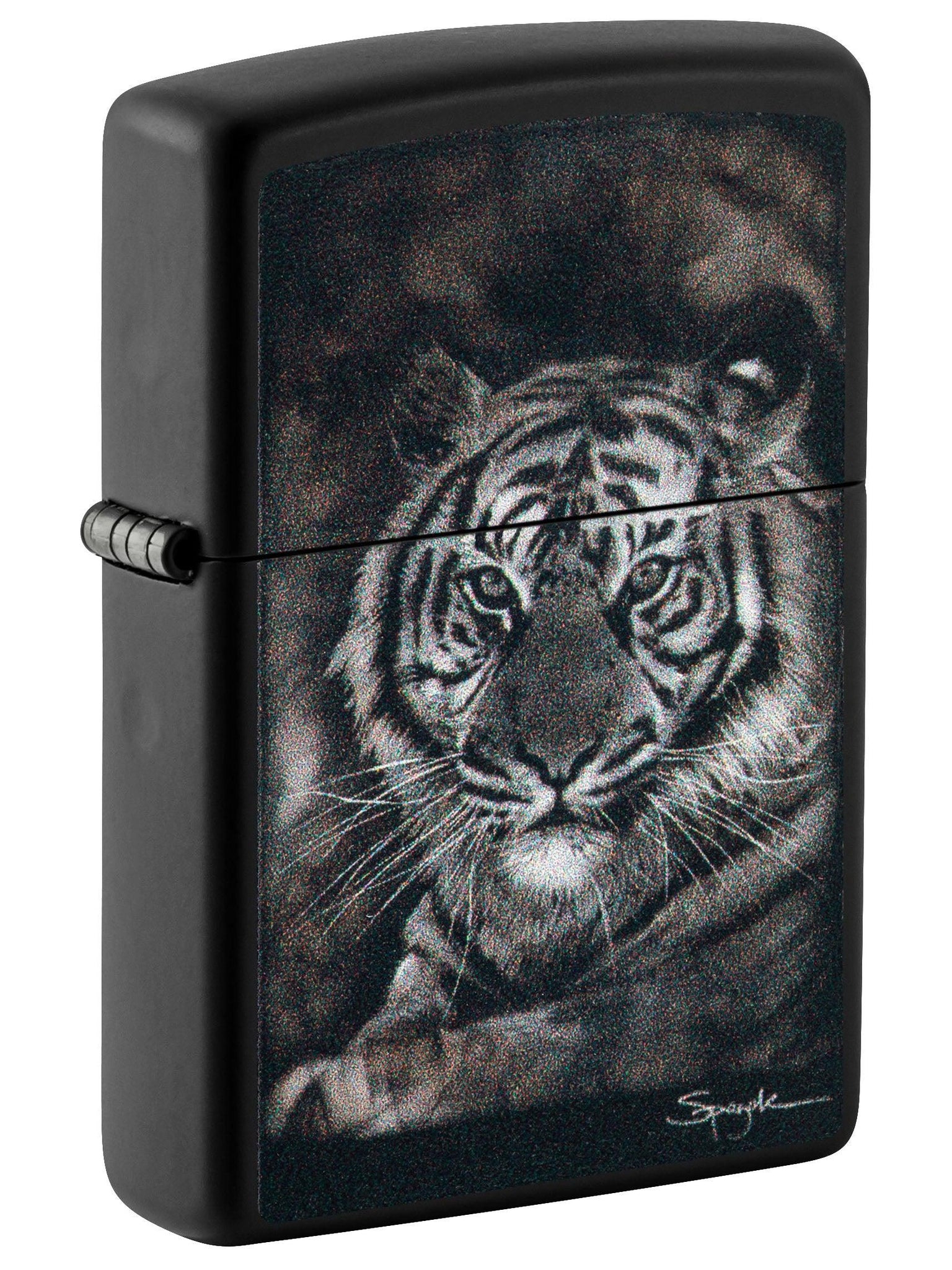 Zippo Lighter: Lion Design by Spazuk - Black Matte 49763