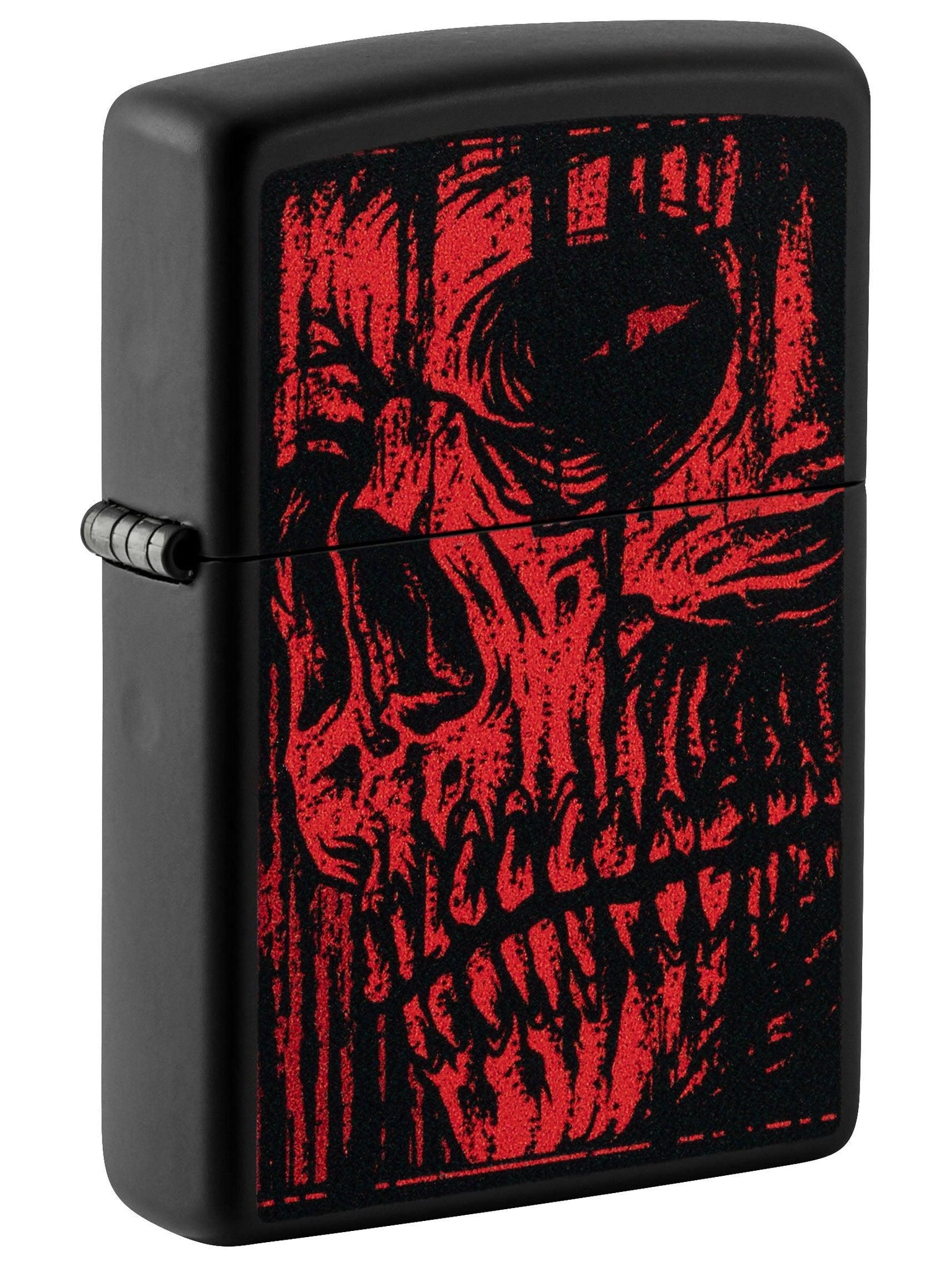 Zippo Lighter: Red Skull - Black Matte 49775